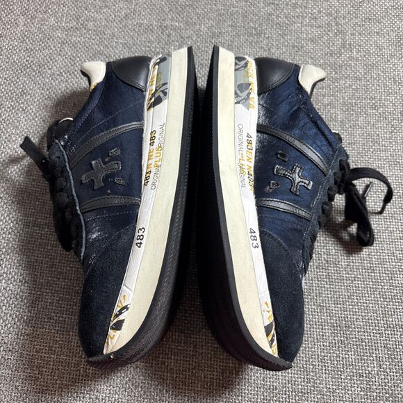 PREMIATA Conny Logo Patch Sneakers In Blue 483  Made In Italy SZ Euro 37/US 6.5 - Picture 5 of 10